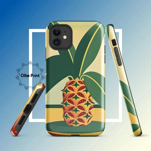 Ollieprint Pineapple Tropical Fruit Artwork Tough Case for iPhone® 11, 12, 13, 14, 15 - Ollie Print Designs LLC
