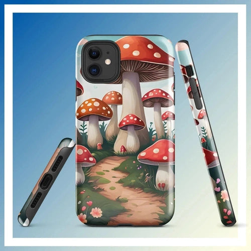 Ollieprint Mushroom Love Artwork Tough Case for iPhone® 11, 12, 13, 14, 15 - Ollie Print Designs LLC