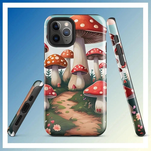 Ollieprint Mushroom Love Artwork Tough Case for iPhone® 11, 12, 13, 14, 15 - Ollie Print Designs LLC