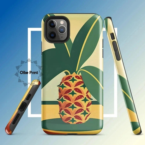 Ollieprint Pineapple Tropical Fruit Artwork Tough Case for iPhone® 11, 12, 13, 14, 15 - Ollie Print Designs LLC