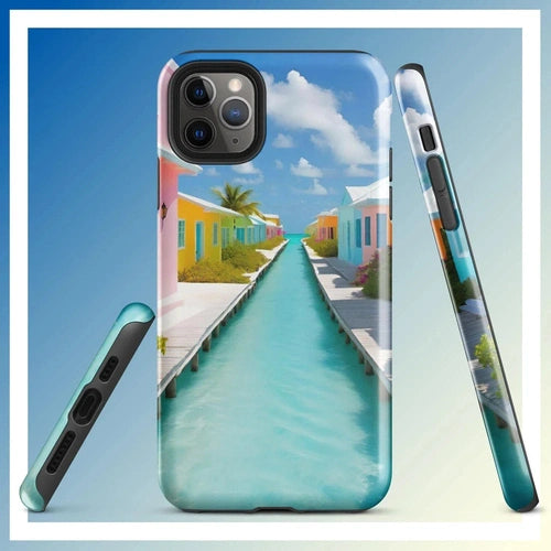 Ollieprint Overwater Hotel Art Tough Case for iPhone® 11, 12, 13, 14, 15 - Ollie Print Designs LLC