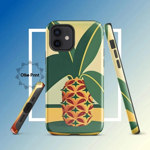 Ollieprint Pineapple Tropical Fruit Artwork Tough Case for iPhone® 11, 12, 13, 14, 15 - Ollie Print Designs LLC