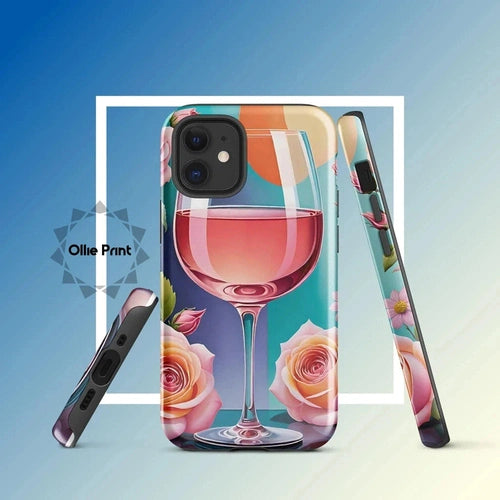 Ollieprint Rosé and Roses Tough Case for iPhone 11, 12, 13, 14, 15 - Ollie Print Designs LLC