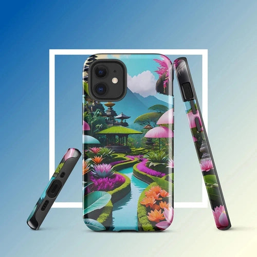 Ollieprint Asian Tea Garden Art Tough Case for iPhone® 11, 12, 13, 14, 15 - Ollie Print Designs LLC