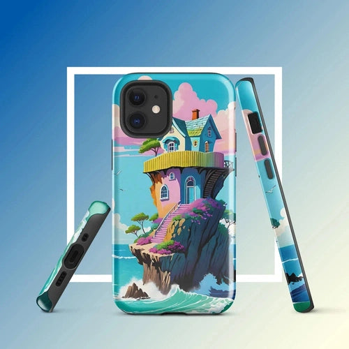 Ollieprint House on a Cliff Artwork Tough Case for iPhone® 11, 12, 13, 14, 15 - Ollie Print Designs LLC