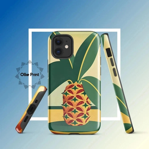 Ollieprint Pineapple Tropical Fruit Artwork Tough Case for iPhone® 11, 12, 13, 14, 15 - Ollie Print Designs LLC