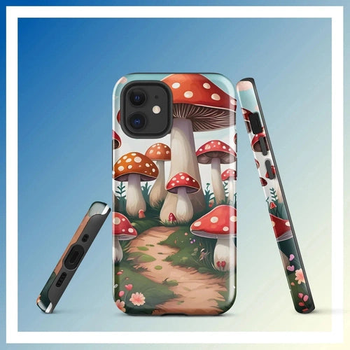 Ollieprint Mushroom Love Artwork Tough Case for iPhone® 11, 12, 13, 14, 15 - Ollie Print Designs LLC