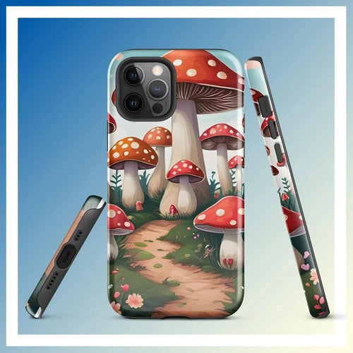 Ollieprint Mushroom Love Artwork Tough Case for iPhone® 11, 12, 13, 14, 15 - Ollie Print Designs LLC