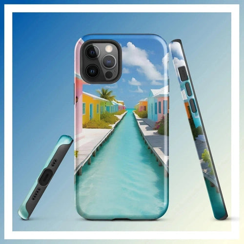 Ollieprint Overwater Hotel Art Tough Case for iPhone® 11, 12, 13, 14, 15 - Ollie Print Designs LLC