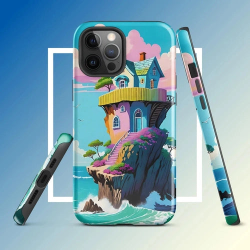 Ollieprint House on a Cliff Artwork Tough Case for iPhone® 11, 12, 13, 14, 15 - Ollie Print Designs LLC