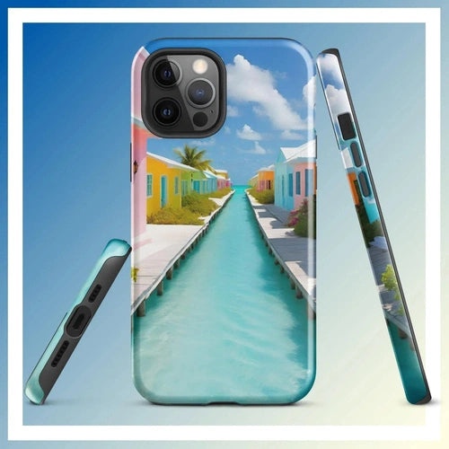 Ollieprint Overwater Hotel Art Tough Case for iPhone® 11, 12, 13, 14, 15 - Ollie Print Designs LLC