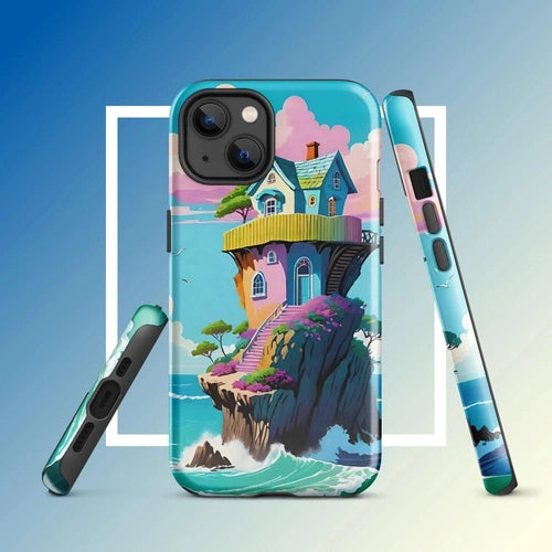 Ollieprint House on a Cliff Artwork Tough Case for iPhone® 11, 12, 13, 14, 15 - Ollie Print Designs LLC