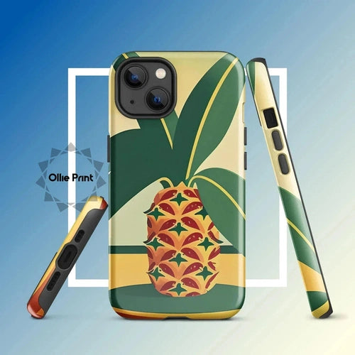 Ollieprint Pineapple Tropical Fruit Artwork Tough Case for iPhone® 11, 12, 13, 14, 15 - Ollie Print Designs LLC