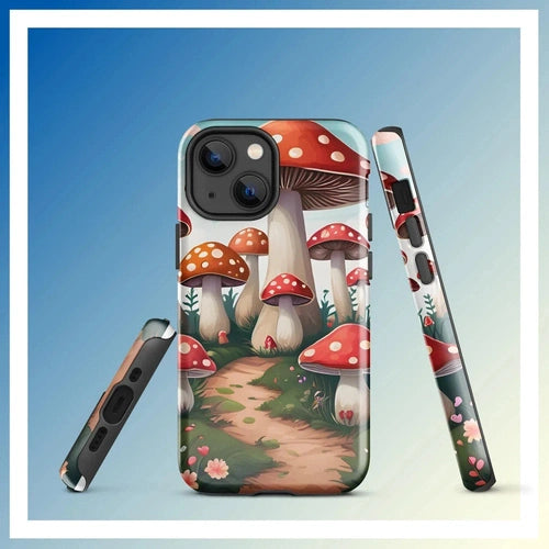 Ollieprint Mushroom Love Artwork Tough Case for iPhone® 11, 12, 13, 14, 15 - Ollie Print Designs LLC