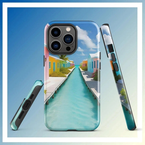 Ollieprint Overwater Hotel Art Tough Case for iPhone® 11, 12, 13, 14, 15 - Ollie Print Designs LLC