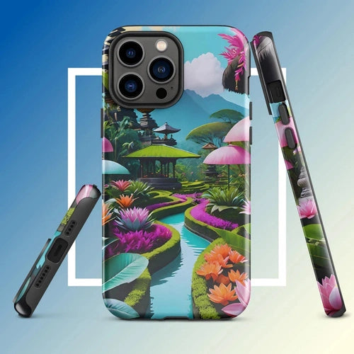 Ollieprint Asian Tea Garden Art Tough Case for iPhone® 11, 12, 13, 14, 15 - Ollie Print Designs LLC