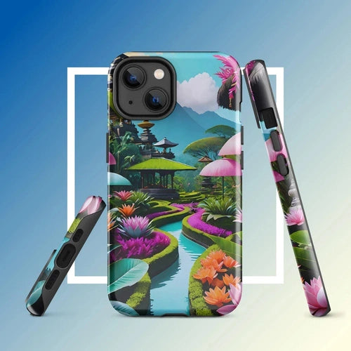 Ollieprint Asian Tea Garden Art Tough Case for iPhone® 11, 12, 13, 14, 15 - Ollie Print Designs LLC