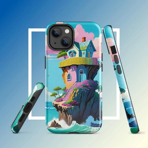 Ollieprint House on a Cliff Artwork Tough Case for iPhone® 11, 12, 13, 14, 15 - Ollie Print Designs LLC