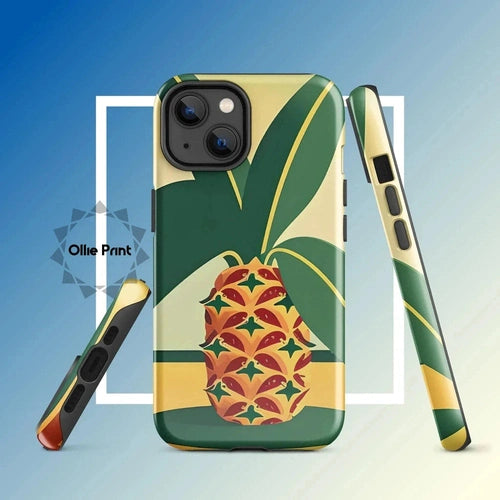 Ollieprint Pineapple Tropical Fruit Artwork Tough Case for iPhone® 11, 12, 13, 14, 15 - Ollie Print Designs LLC