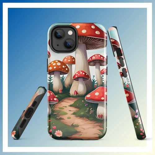 Ollieprint Mushroom Love Artwork Tough Case for iPhone® 11, 12, 13, 14, 15 - Ollie Print Designs LLC