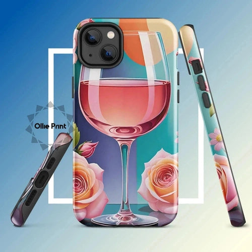 Ollieprint Rosé and Roses Tough Case for iPhone 11, 12, 13, 14, 15 - Ollie Print Designs LLC