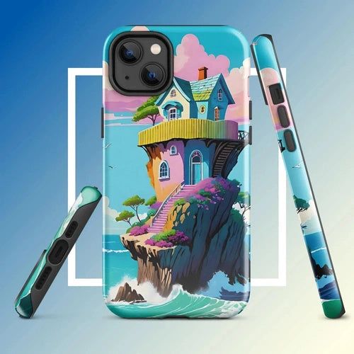 Ollieprint House on a Cliff Artwork Tough Case for iPhone® 11, 12, 13, 14, 15 - Ollie Print Designs LLC