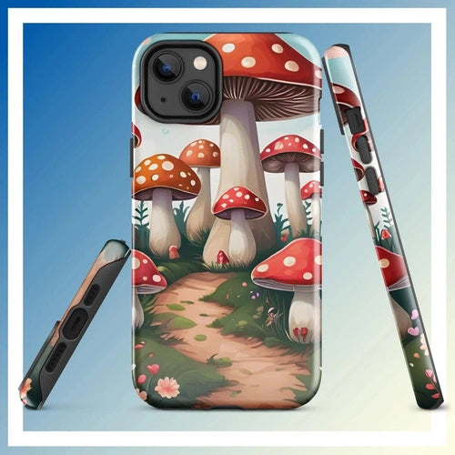 Ollieprint Mushroom Love Artwork Tough Case for iPhone® 11, 12, 13, 14, 15 - Ollie Print Designs LLC