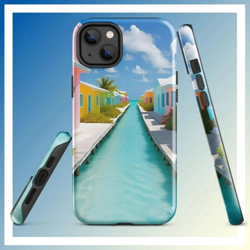 Ollieprint Overwater Hotel Art Tough Case for iPhone® 11, 12, 13, 14, 15 - Ollie Print Designs LLC