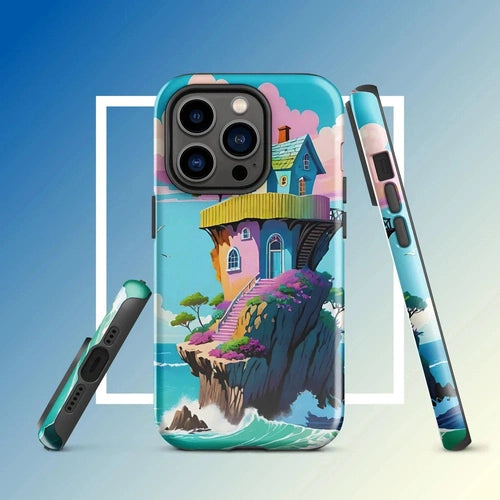 Ollieprint House on a Cliff Artwork Tough Case for iPhone® 11, 12, 13, 14, 15 - Ollie Print Designs LLC