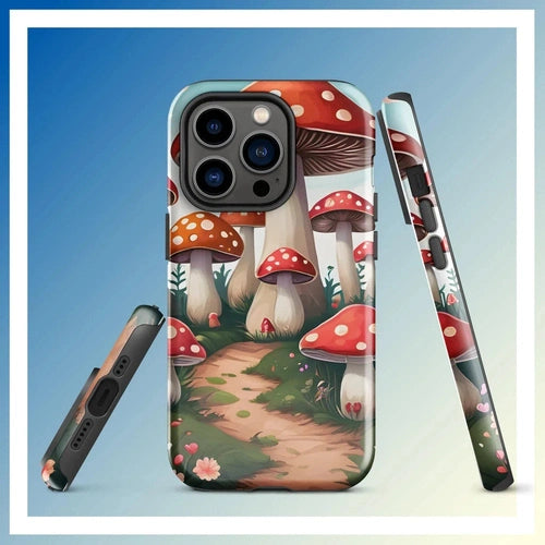 Ollieprint Mushroom Love Artwork Tough Case for iPhone® 11, 12, 13, 14, 15 - Ollie Print Designs LLC