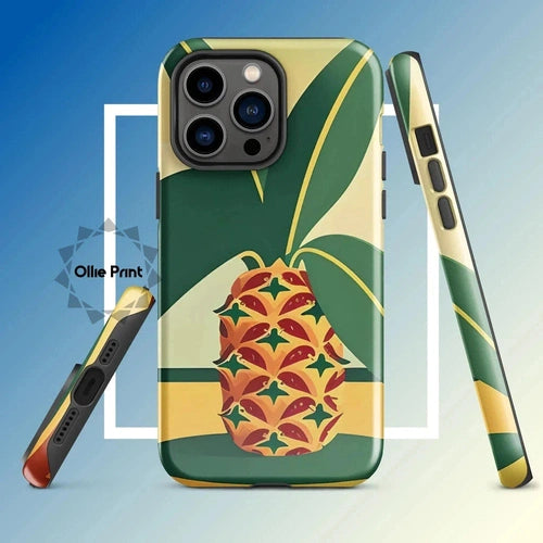 Ollieprint Pineapple Tropical Fruit Artwork Tough Case for iPhone® 11, 12, 13, 14, 15 - Ollie Print Designs LLC