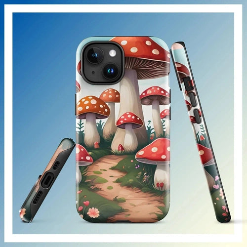 Ollieprint Mushroom Love Artwork Tough Case for iPhone® 11, 12, 13, 14, 15