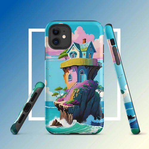 Ollieprint House on a Cliff Artwork Tough Case for iPhone® 11, 12, 13, 14, 15 - Ollie Print Designs LLC