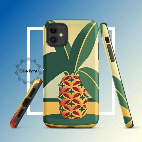 Ollieprint Pineapple Tropical Fruit Artwork Tough Case for iPhone® 11, 12, 13, 14, 15 - Ollie Print Designs LLC