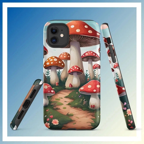 Ollieprint Mushroom Love Artwork Tough Case for iPhone® 11, 12, 13, 14, 15 - Ollie Print Designs LLC