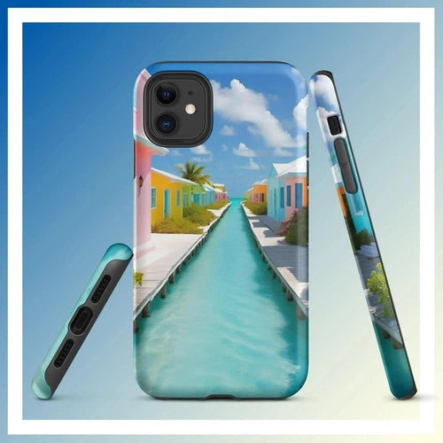 Ollieprint Overwater Hotel Art Tough Case for iPhone® 11, 12, 13, 14, 15 - Ollie Print Designs LLC