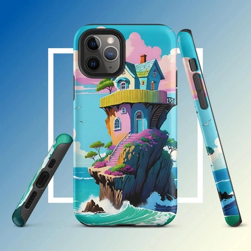 Ollieprint House on a Cliff Artwork Tough Case for iPhone® 11, 12, 13, 14, 15 - Ollie Print Designs LLC