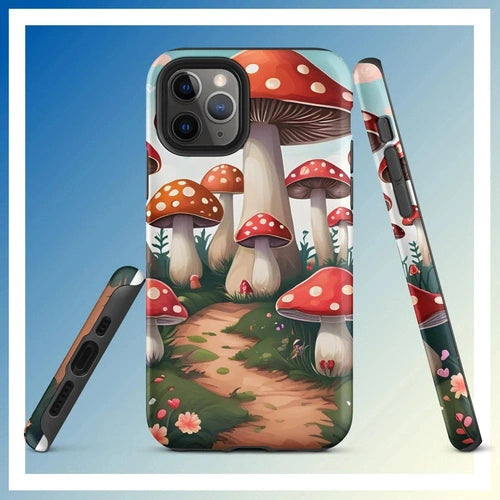 Ollieprint Mushroom Love Artwork Tough Case for iPhone® 11, 12, 13, 14, 15 - Ollie Print Designs LLC