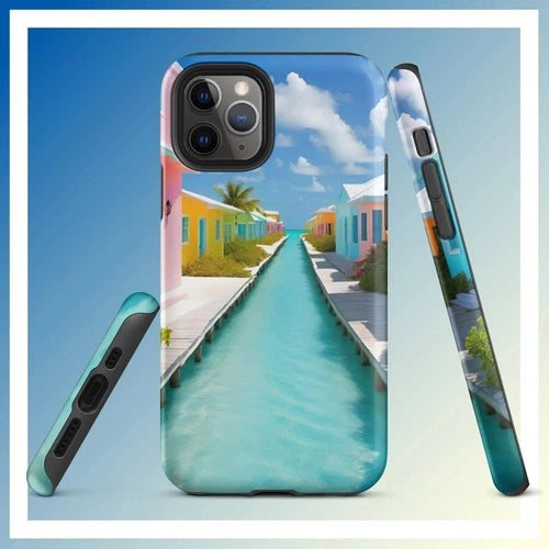 Ollieprint Overwater Hotel Art Tough Case for iPhone® 11, 12, 13, 14, 15 - Ollie Print Designs LLC