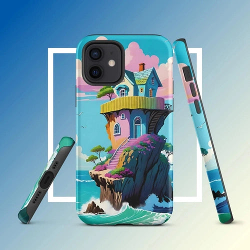 Ollieprint House on a Cliff Artwork Tough Case for iPhone® 11, 12, 13, 14, 15 - Ollie Print Designs LLC