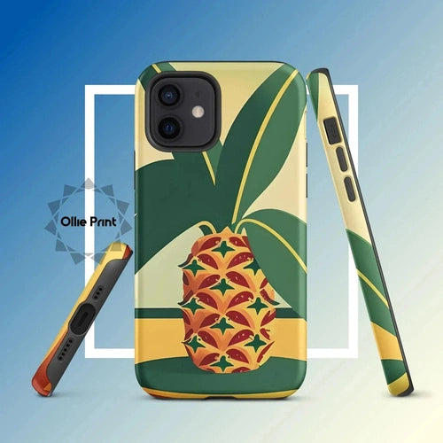 Ollieprint Pineapple Tropical Fruit Artwork Tough Case for iPhone® 11, 12, 13, 14, 15 - Ollie Print Designs LLC