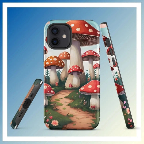 Ollieprint Mushroom Love Artwork Tough Case for iPhone® 11, 12, 13, 14, 15 - Ollie Print Designs LLC