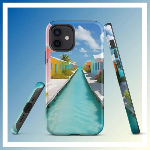 Ollieprint Overwater Hotel Art Tough Case for iPhone® 11, 12, 13, 14, 15 - Ollie Print Designs LLC