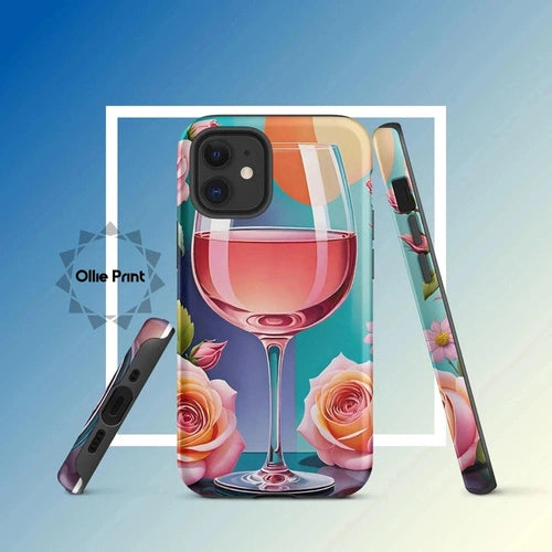 Ollieprint Rosé and Roses Tough Case for iPhone 11, 12, 13, 14, 15 - Ollie Print Designs LLC