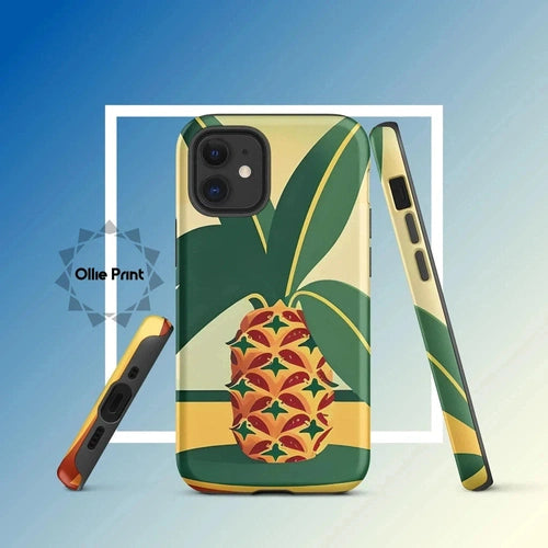 Ollieprint Pineapple Tropical Fruit Artwork Tough Case for iPhone® 11, 12, 13, 14, 15 - Ollie Print Designs LLC