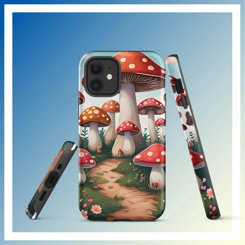 Ollieprint Mushroom Love Artwork Tough Case for iPhone® 11, 12, 13, 14, 15 - Ollie Print Designs LLC