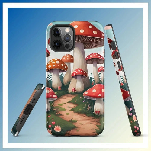Ollieprint Mushroom Love Artwork Tough Case for iPhone® 11, 12, 13, 14, 15 - Ollie Print Designs LLC