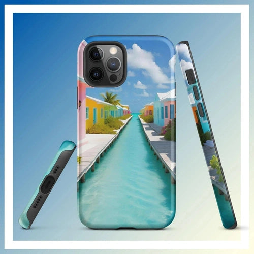 Ollieprint Overwater Hotel Art Tough Case for iPhone® 11, 12, 13, 14, 15 - Ollie Print Designs LLC