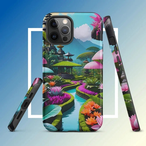 Ollieprint Asian Tea Garden Art Tough Case for iPhone® 11, 12, 13, 14, 15 - Ollie Print Designs LLC