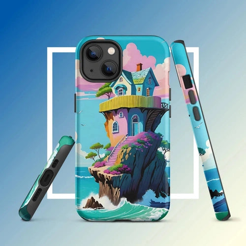 Ollieprint House on a Cliff Artwork Tough Case for iPhone® 11, 12, 13, 14, 15 - Ollie Print Designs LLC